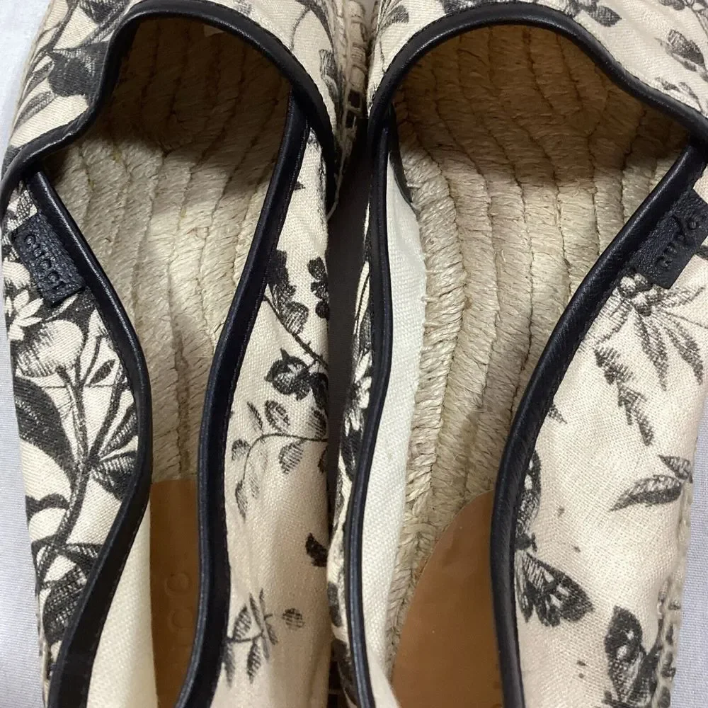 Gucci Canvas Butterfly Flora Espadrilles Flats Women's Size‎ 38 US 8 SKU #3057